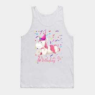 Funny Family It's My Birthday Girl Unicorn Gift Tank Top